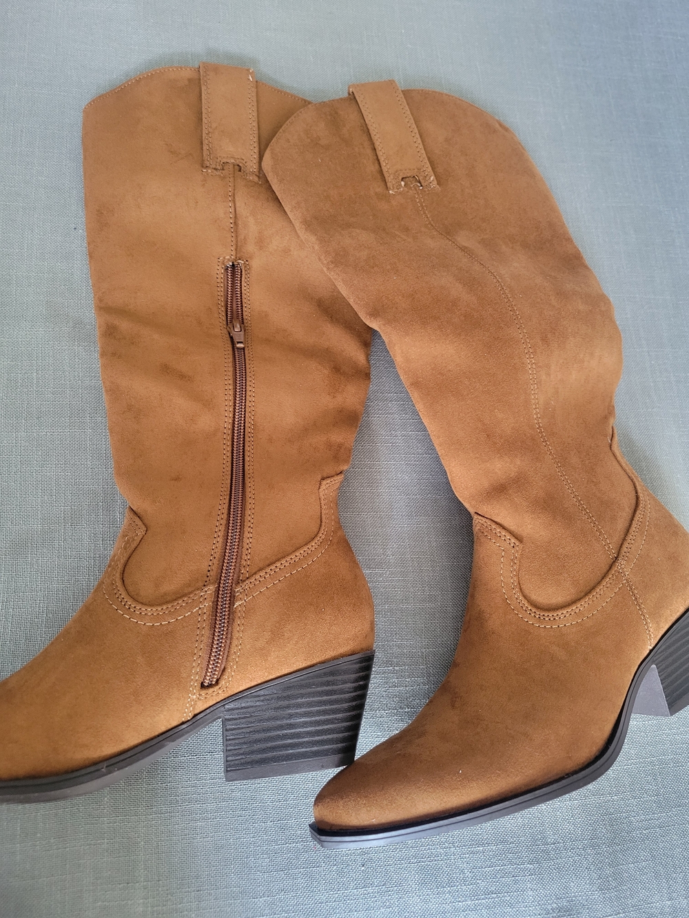 Sonoma Tan Suede Mid-Calf Heeled Boots